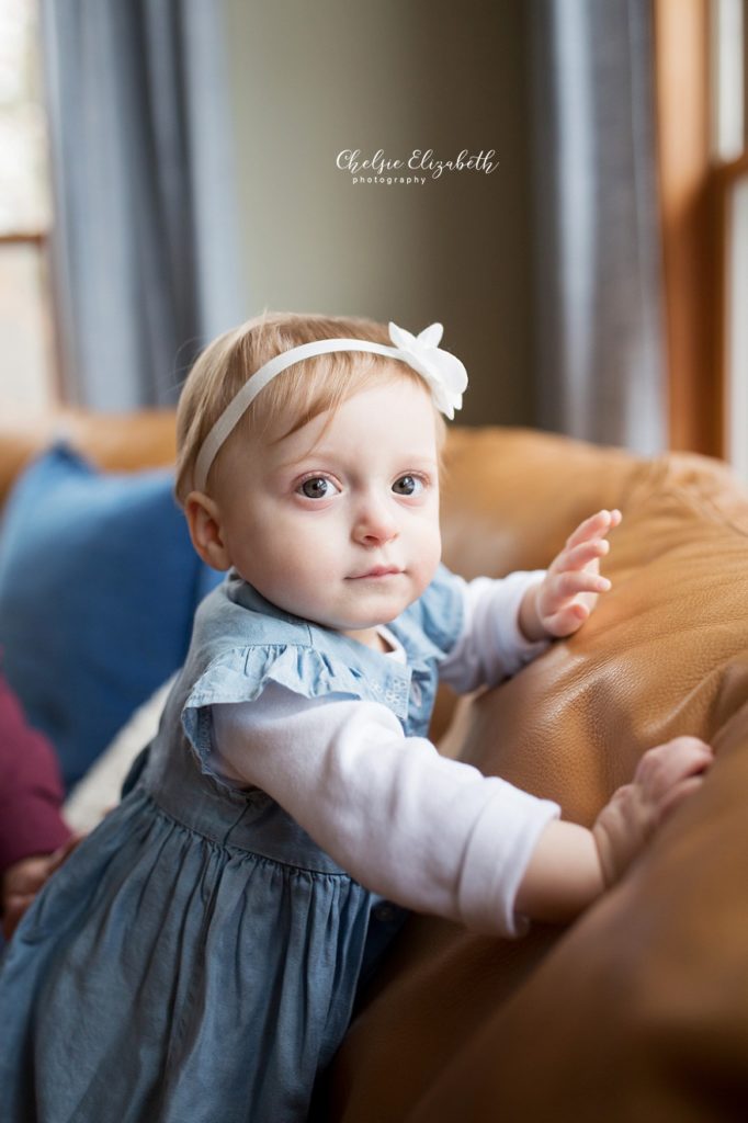 window light portrait of 1 year old girl