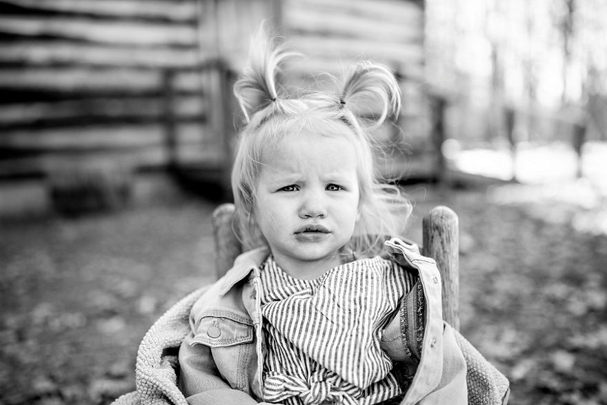 black and white portrait of little girl