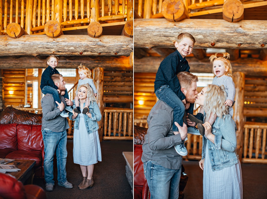 family of 4 photo shoot at whitefish lodge and suites