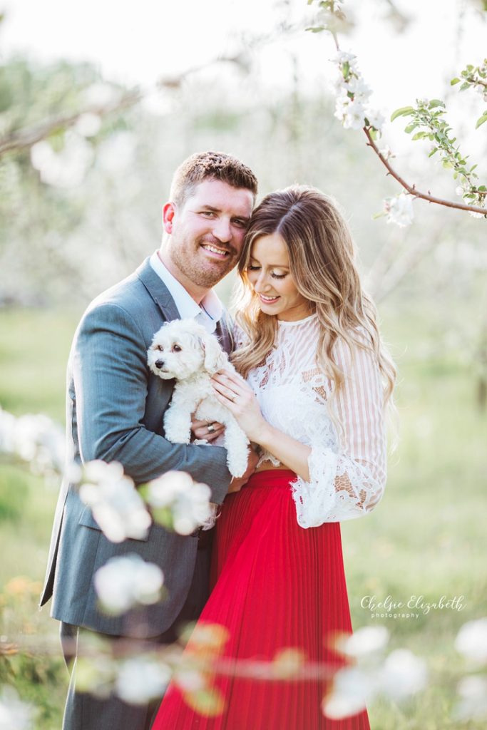 happy couple at engagement session