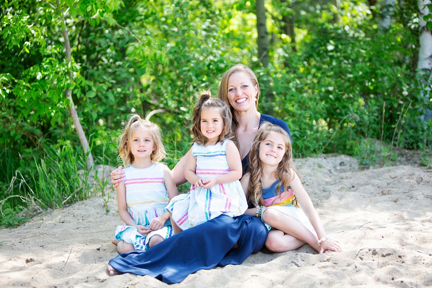 Mom and girls on the beach