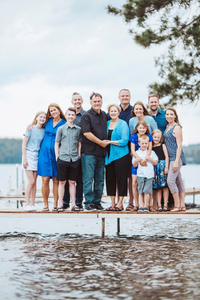 family on a dock in minnesota