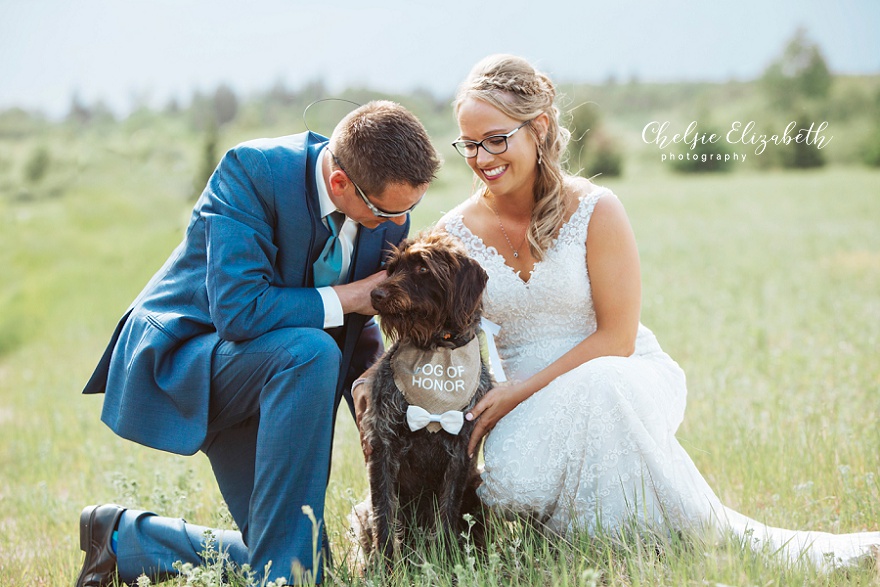 Bride & Groom & Hunting Dog Shotgun portrait