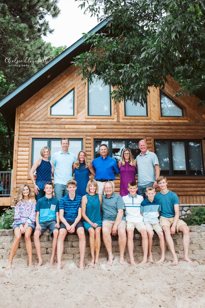 family photo at the cabin in brainerd lakes area