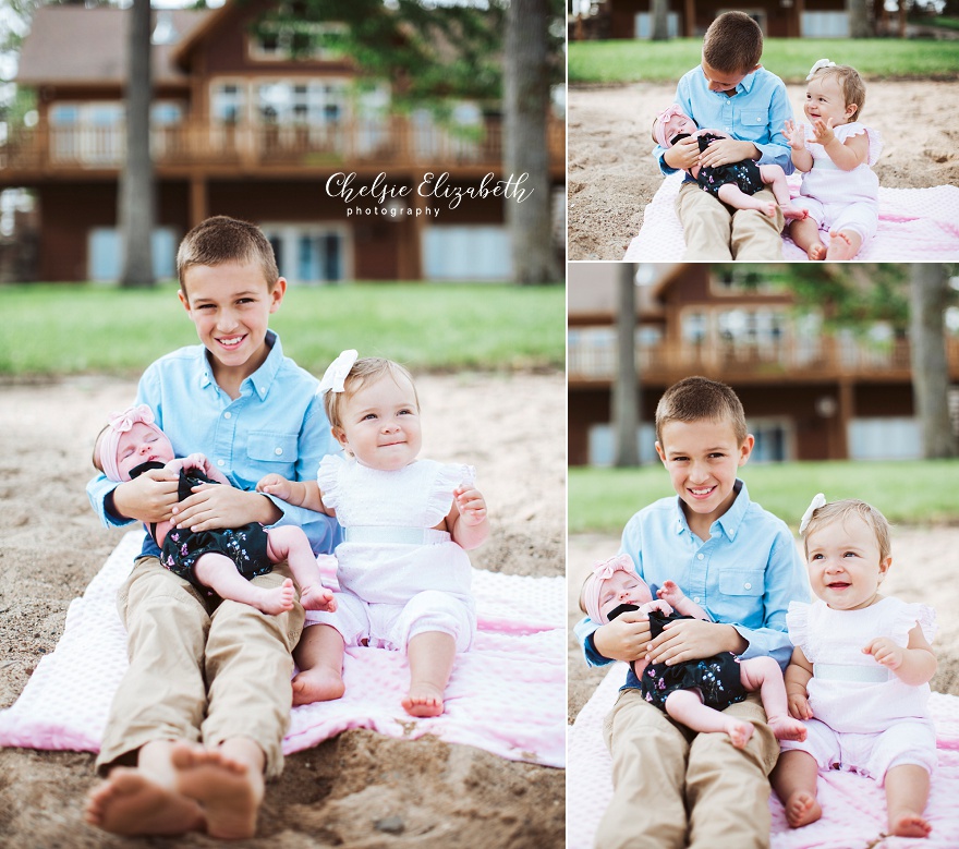 kids on gull lake for photo session