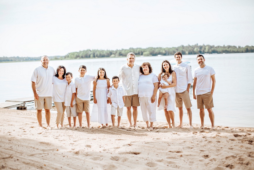 Family on the beach in Crosslake