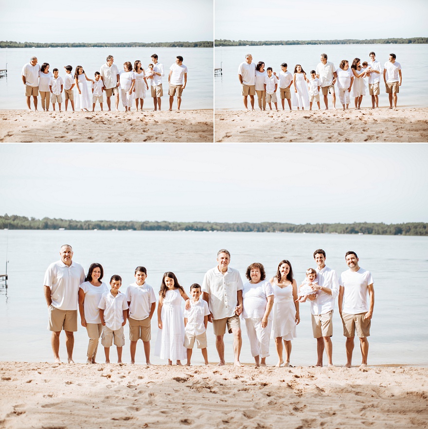 Family on the beach on Horseshoe Lake