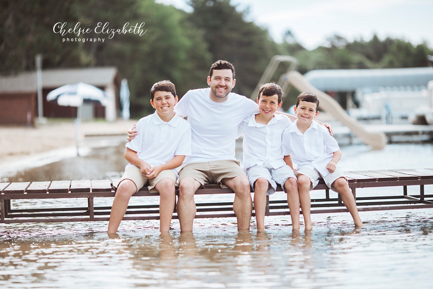 Uncle and nephews on the dock