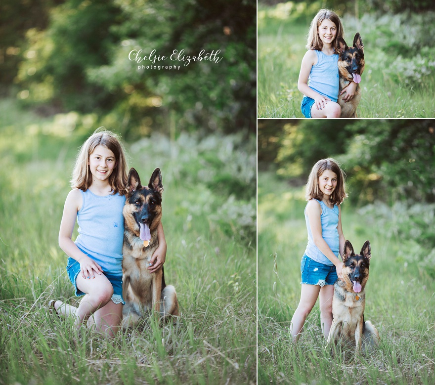 young girl and german shepherd