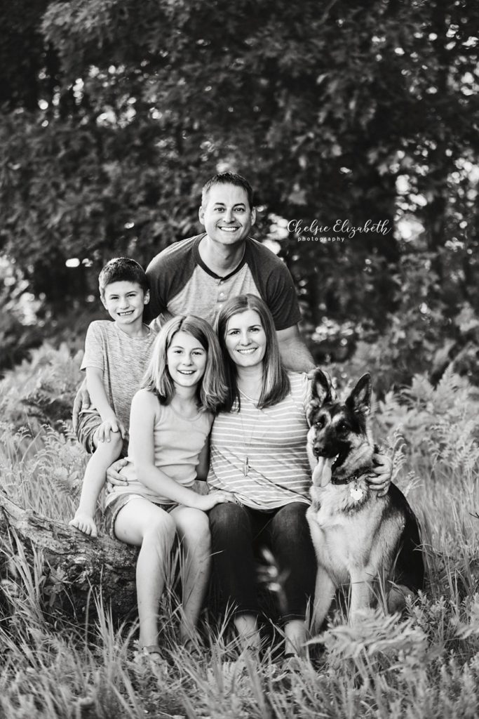 black and white portrait of family