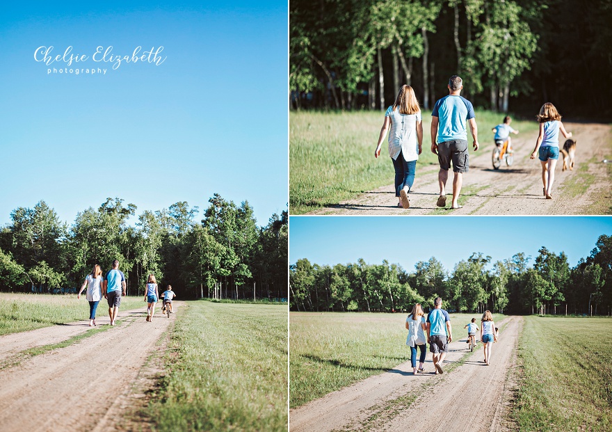 family on a gravel road