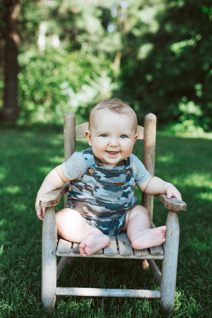 6 month old baby boy in chair