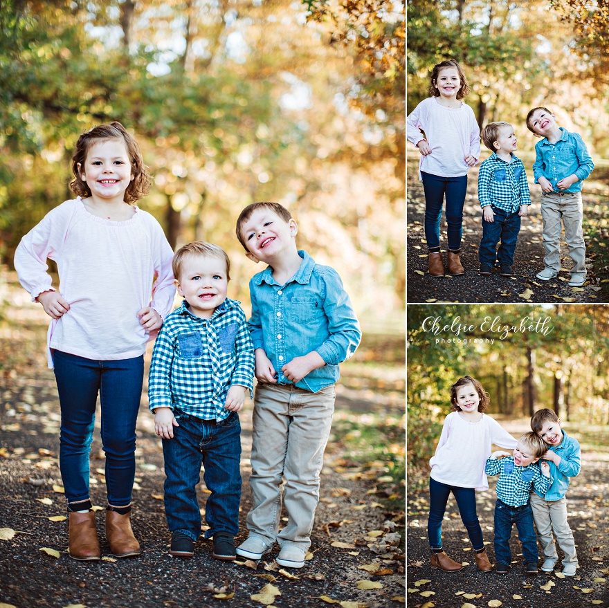 3 siblings in a fall portrait