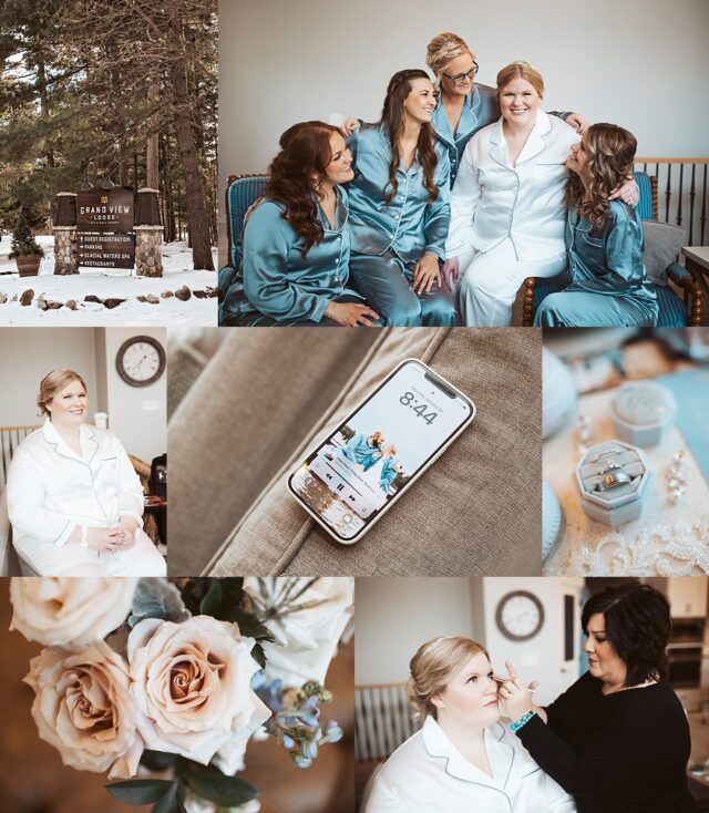 Bridesmaids getting ready at Grand View Lodge