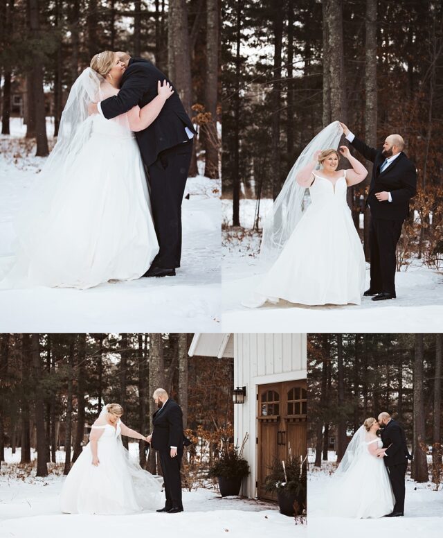 Bride and Groom outside at Grand View Lodge