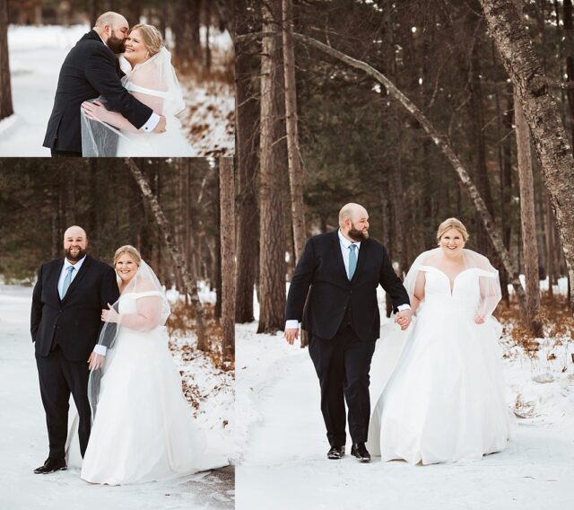 Bride and Groom portraits outside in the winter