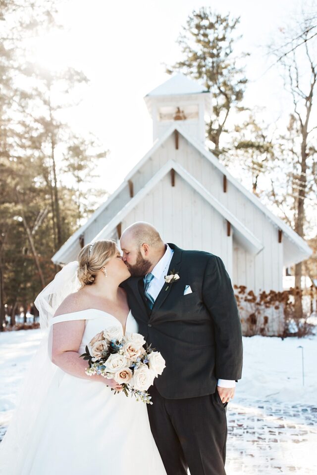 Bride and Groom winter portrait at Grand View Lodge