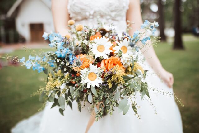 a whimsical summer wedding bouquet