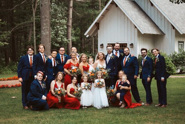 Wedding Day at Grand View Lodge with a large wedding party