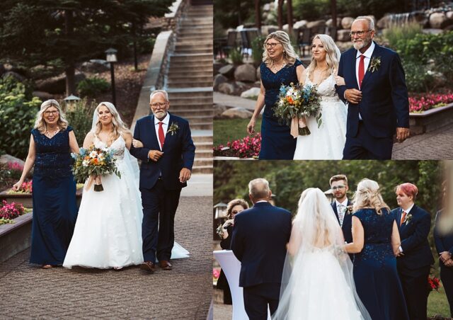 A bride walking down the aisle at Grand View Lodge