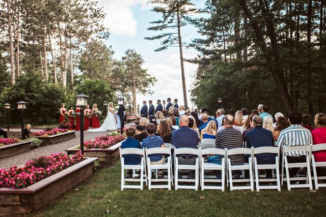 A wedding at Grand View Lodge staircase in Nisswa MN