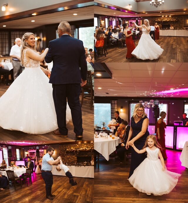 a wedding dance in the Heritage Room at Grand View Lodge