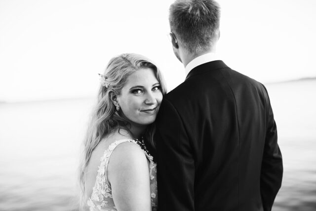 a bridal portrait on the dock on Gull Lake