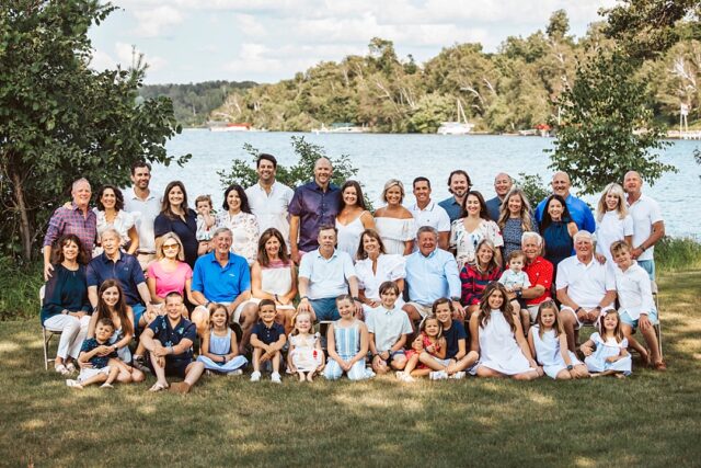 A large extended family gathered for a family reunion at Maddens Resort on Gull Lake in Brainerd MN